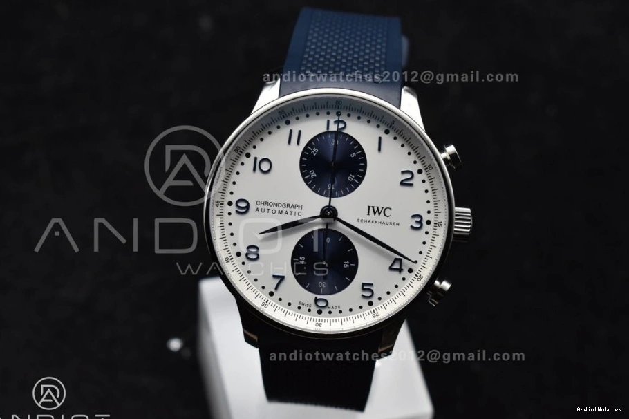 WeatherProof A Blue Chrono Dial Best 1:1 1011 Rubber Edition on Blue White Portuguese IW3716 Z+F Strap 0522
